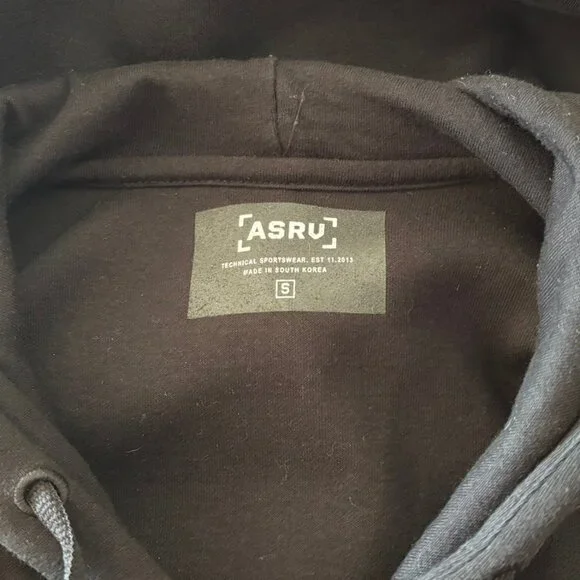 ASRV DSG-0134 Black Arm Pocket Black Drawstring Hoodie - Size S